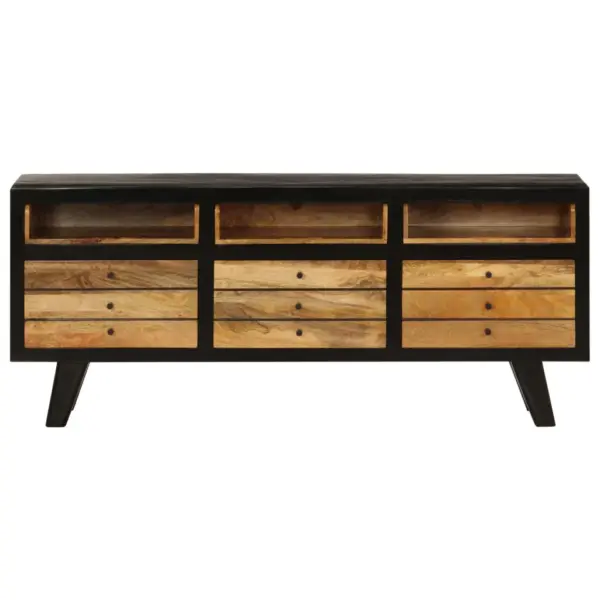 Retrolik mangopuidust telerialus 3 sahtli ja 3 sektsiooniga, must/pruun, 120 x 30 x 50 cm – 2