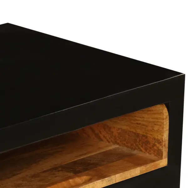 Retrolik mangopuidust telerialus 3 sahtli ja 3 sektsiooniga, must/pruun, 120 x 30 x 50 cm – 11