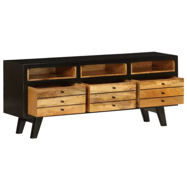 Retrolik mangopuidust telerialus 3 sahtli ja 3 sektsiooniga, must/pruun, 120 x 30 x 50 cm – 3