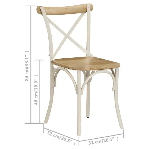 Ristikujulise seljatoega söögitoolid, 6 tk, mangopuit ja valge terasraam, 51 x 52 x 84 cm – 11