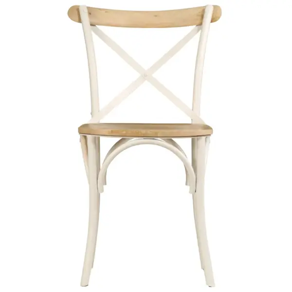 Ristikujulise seljatoega söögitoolid, 6 tk, mangopuit ja valge terasraam, 51 x 52 x 84 cm – 4