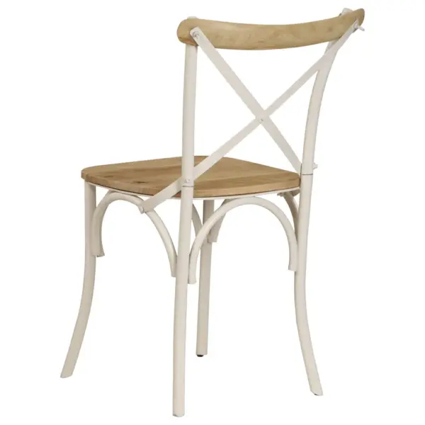 Ristikujulise seljatoega söögitoolid, 6 tk, mangopuit ja valge terasraam, 51 x 52 x 84 cm – 5