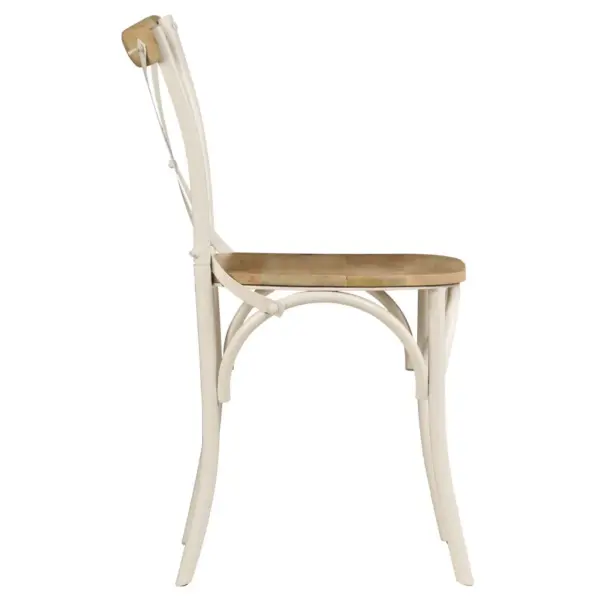 Ristikujulise seljatoega söögitoolid, 6 tk, mangopuit ja valge terasraam, 51 x 52 x 84 cm – 6