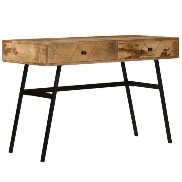 Sahtlitega mangopuidust kirjutuslaud terasjalgadel, 110 x 50 x 75 cm – 2
