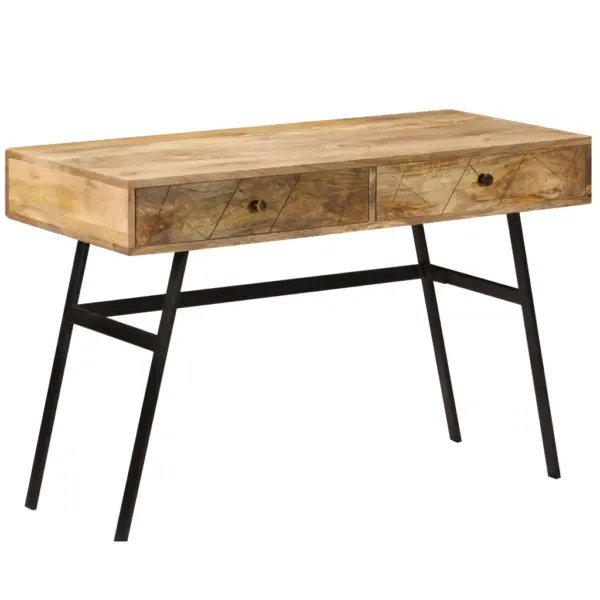 Sahtlitega mangopuidust kirjutuslaud terasjalgadel, 110 x 50 x 75 cm – 12