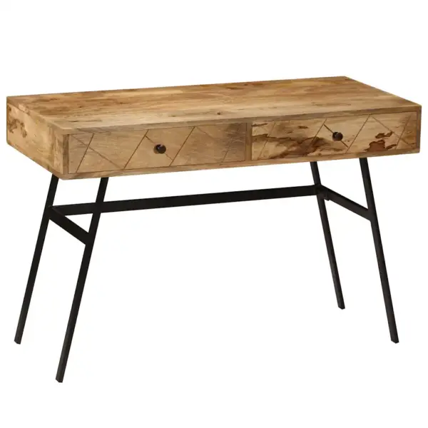 Sahtlitega mangopuidust kirjutuslaud terasjalgadel, 110 x 50 x 75 cm – 13