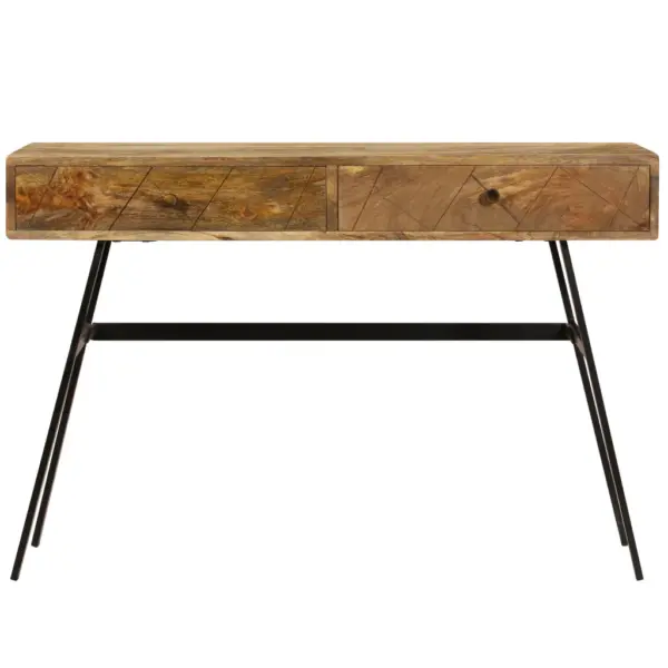 Sahtlitega mangopuidust kirjutuslaud terasjalgadel, 110 x 50 x 75 cm – 3