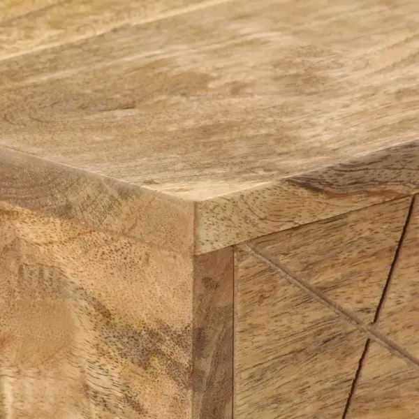Sahtlitega mangopuidust kirjutuslaud terasjalgadel, 110 x 50 x 75 cm – 6