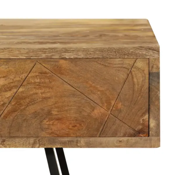 Sahtlitega mangopuidust kirjutuslaud terasjalgadel, 110 x 50 x 75 cm – 9