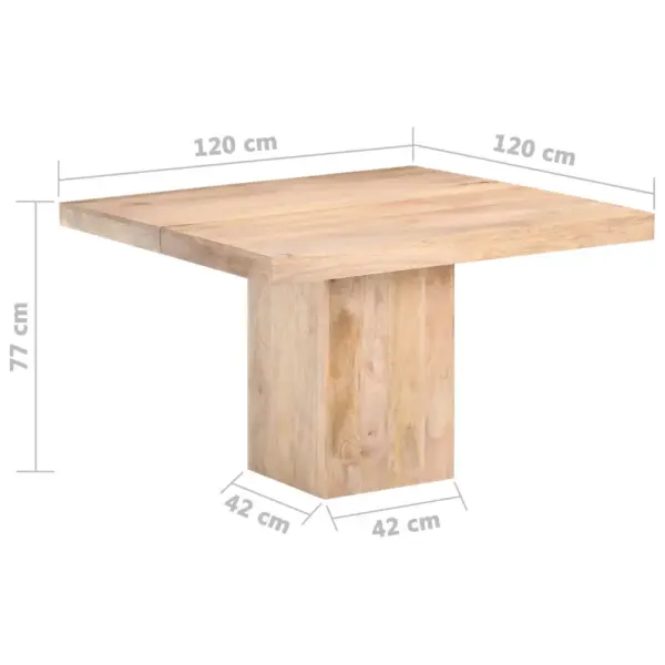 Mangopuidust ruudukujuline söögilaud, 120 x 120 x 77 cm – 6
