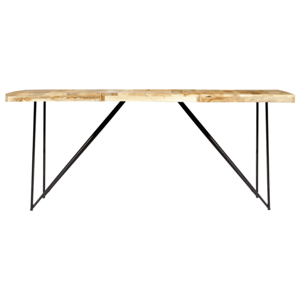Mangopuidust söögilaud mustade terasjalgadega, 180 x 90 x 76 cm – 2