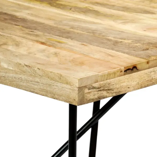 Mangopuidust söögilaud mustade terasjalgadega, 180 x 90 x 76 cm – 4