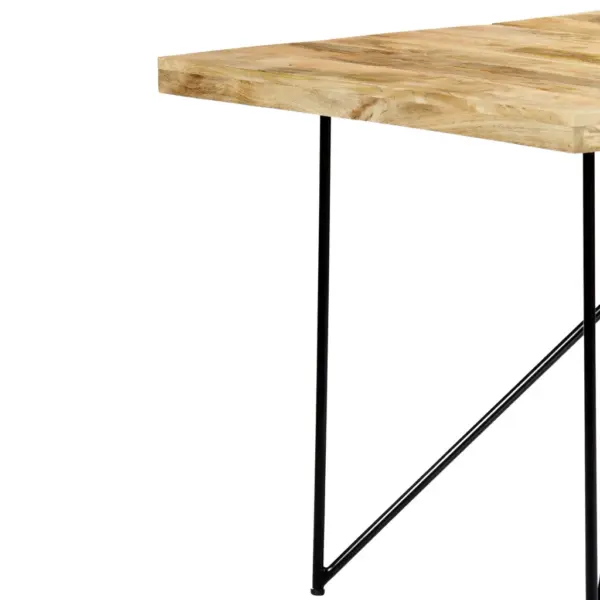 Mangopuidust söögilaud mustade terasjalgadega, 180 x 90 x 76 cm – 5