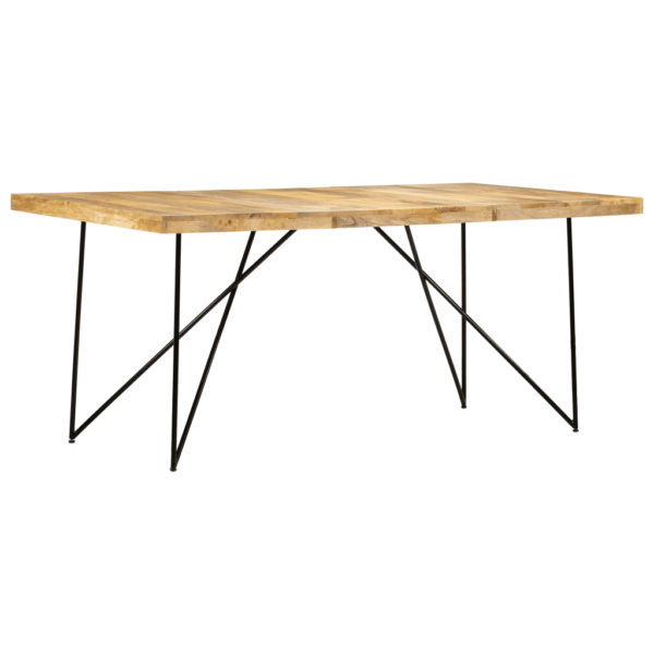 Mangopuidust söögilaud mustade terasjalgadega, 180 x 90 x 76 cm – 7