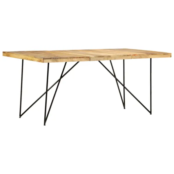 Mangopuidust söögilaud mustade terasjalgadega, 180 x 90 x 76 cm – 8