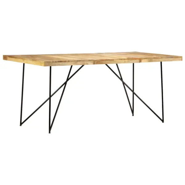 Mangopuidust söögilaud mustade terasjalgadega, 180 x 90 x 76 cm – 9