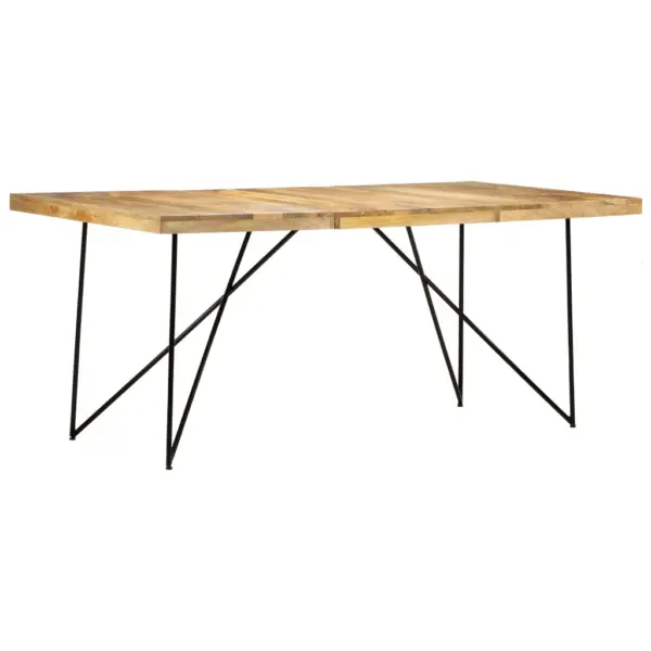 Mangopuidust söögilaud mustade terasjalgadega, 180 x 90 x 76 cm – 10