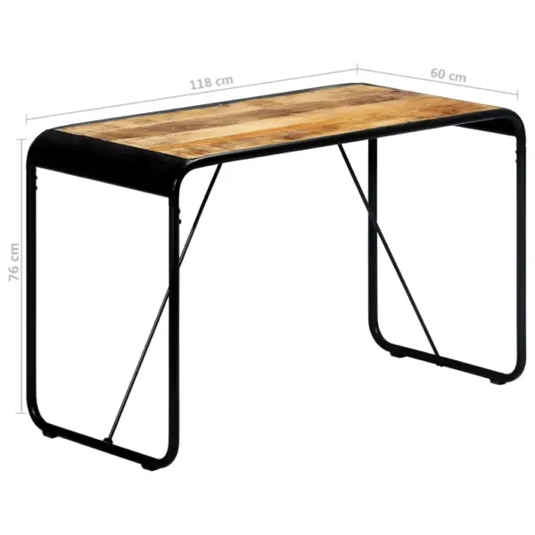 Mangopuidust söögilaud musta terasraamiga, 118 x 60 x 76 cm – 7
