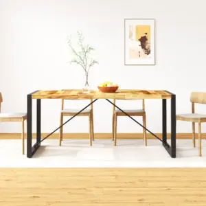 Industriaalstiilis mangopuidust söögilaud musta terasraamiga, 180 x 90 x 76 cm