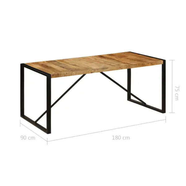 Industriaalstiilis mangopuidust söögilaud musta terasraamiga, 180 x 90 x 76 cm – 7