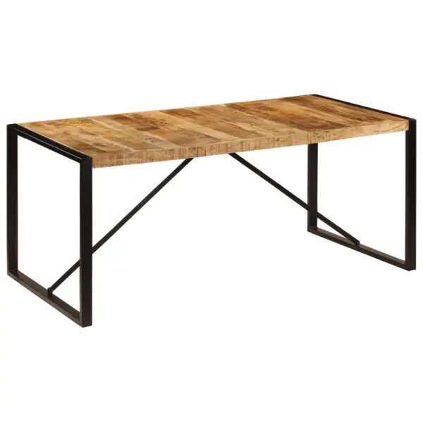 Industriaalstiilis mangopuidust söögilaud musta terasraamiga, 180 x 90 x 76 cm – 9