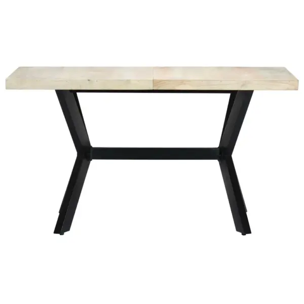 Mangopuidust söögilaud pleegitatud viimistlusega, terasjalad ristraamiga, 140 x 70 x 75 cm – 2