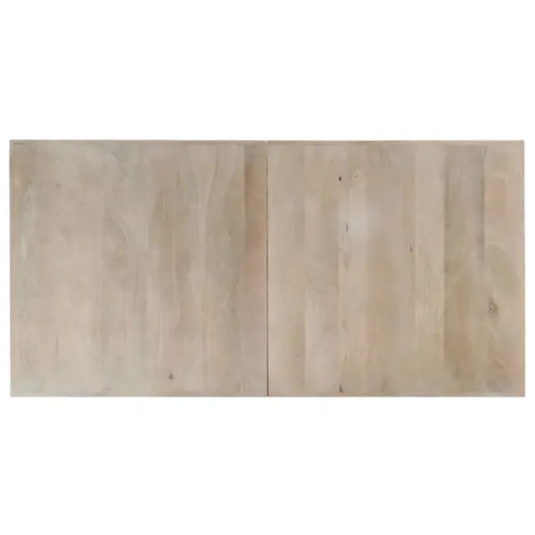 Mangopuidust söögilaud pleegitatud viimistlusega, terasjalad ristraamiga, 140 x 70 x 75 cm – 6
