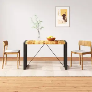 Industriaalstiilis mangopuidust söögilaud terasjalgadega, 120 x 60 cm