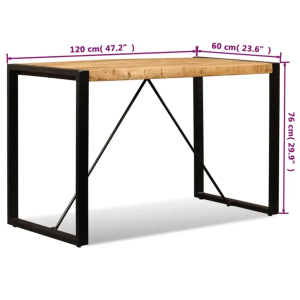 Industriaalstiilis mangopuidust söögilaud terasjalgadega, 120 x 60 cm – 13