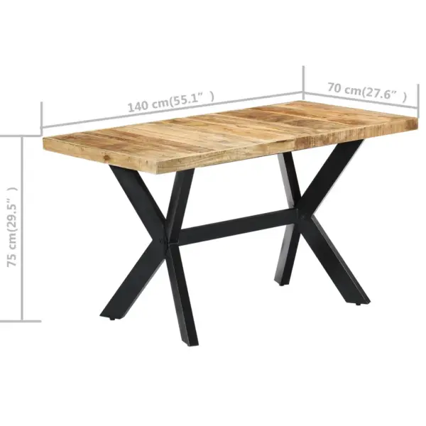 Mangopuidust lauaplaadiga söögilaud terasjalgadel, 140 x 70 x 75 cm – 7