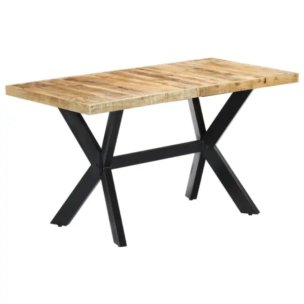 Mangopuidust lauaplaadiga söögilaud terasjalgadel, 140 x 70 x 75 cm – 9