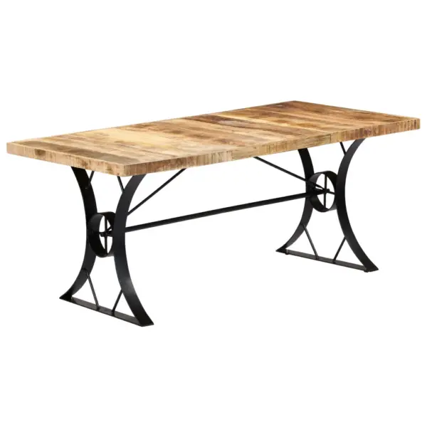 Industriaalstiilis mangopuidust söögilaud terasjalgadel, 180 x 90 x 76 cm – 12
