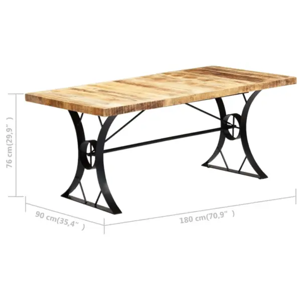 Industriaalstiilis mangopuidust söögilaud terasjalgadel, 180 x 90 x 76 cm – 10