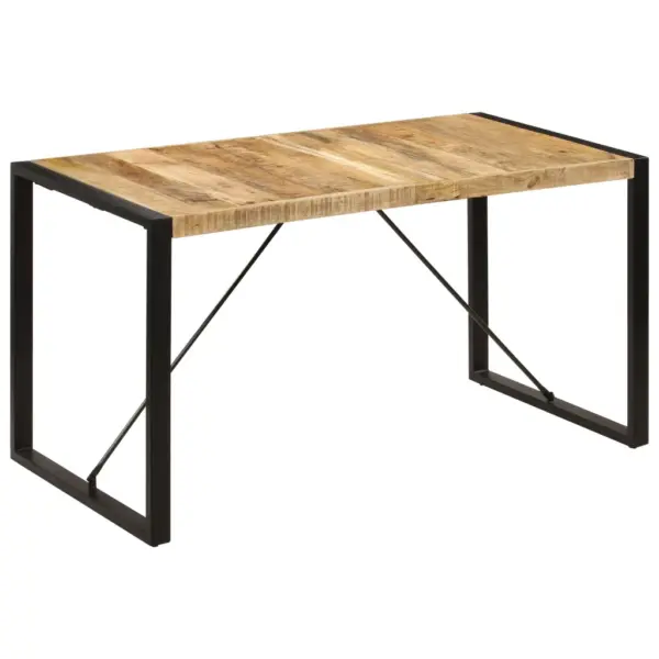 Tööstuslik söögilaud mangopuidust ja terasraamiga, 140 x 70 x 75 cm – 11