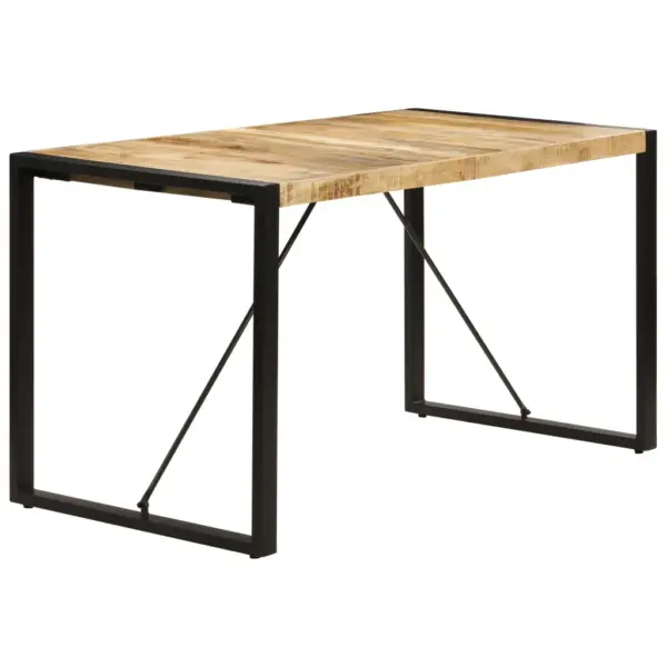 Tööstuslik söögilaud mangopuidust ja terasraamiga, 140 x 70 x 75 cm – 3