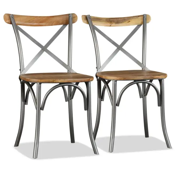 Industriaalstiilis mangopuidust söögitoolid metallraamiga, 2 tk, 51 x 52 x 84 cm – 3
