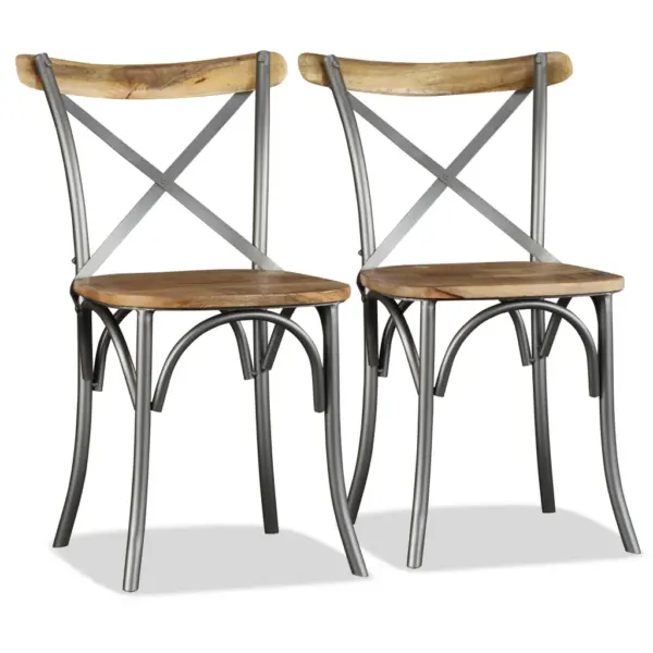 Industriaalstiilis mangopuidust söögitoolid metallraamiga, 2 tk, 51 x 52 x 84 cm – 4