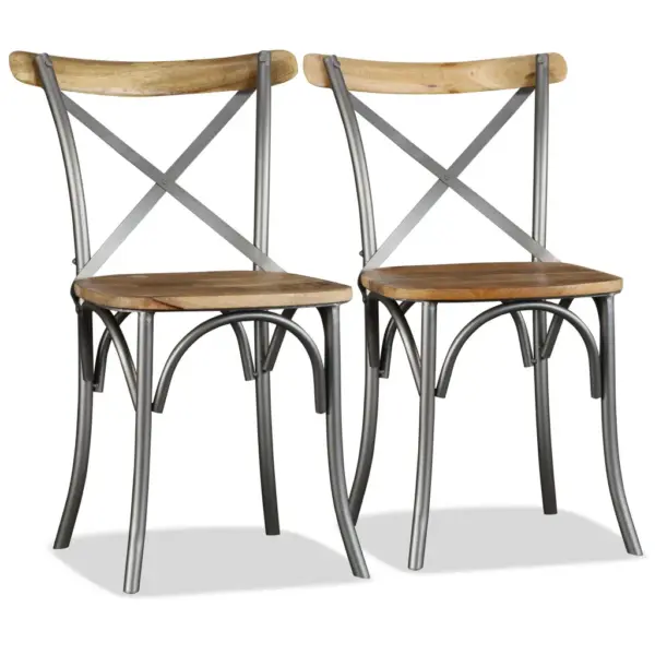 Industriaalstiilis mangopuidust söögitoolid metallraamiga, 2 tk, 51 x 52 x 84 cm – 5