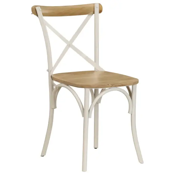Mangopuidust söögitoolid ristikujulise seljatoega, 2 tk, valge terasraamiga, 51 x 52 x 84 cm – 2