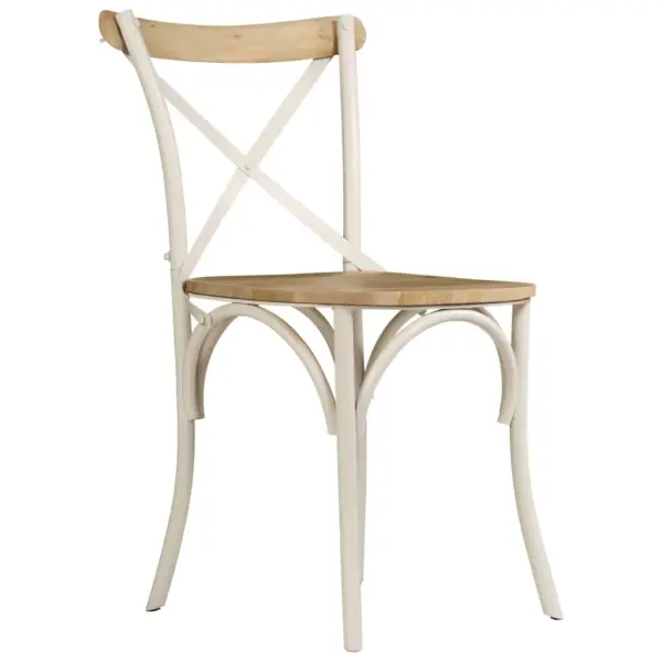 Mangopuidust söögitoolid ristikujulise seljatoega, 2 tk, valge terasraamiga, 51 x 52 x 84 cm – 3