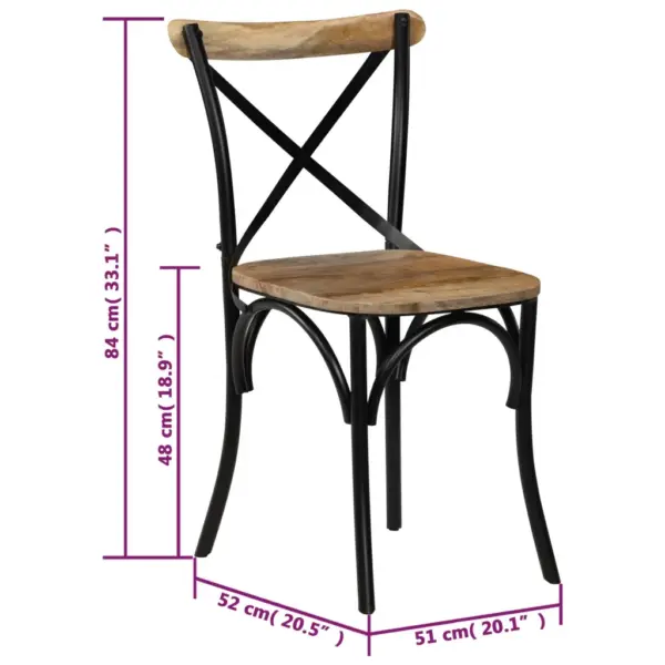 Mangopuidust ristikujulise seljatoega söögitoolid, 4 tk, must terasraam, 51 x 52 x 84 cm – 11