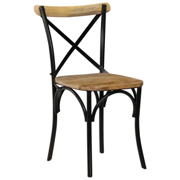 Antiikstiilis mangopuidust söögitoolid ristikujulise seljatoega, 6 tk, musta terasraamiga, 51 x 52 x 84 cm – 12