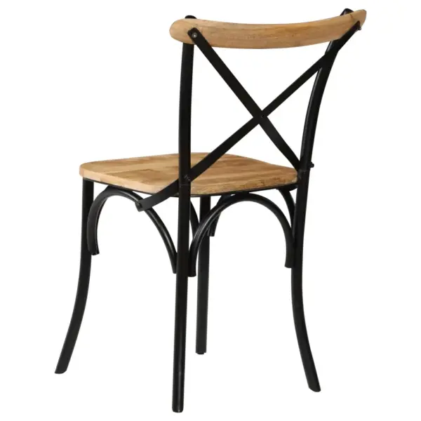 Antiikstiilis mangopuidust söögitoolid ristikujulise seljatoega, 6 tk, musta terasraamiga, 51 x 52 x 84 cm – 4