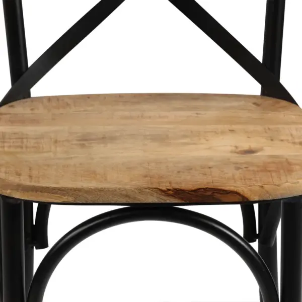 Antiikstiilis mangopuidust söögitoolid ristikujulise seljatoega, 6 tk, musta terasraamiga, 51 x 52 x 84 cm – 7