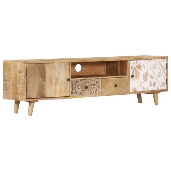 Mangopuidust telerialus 140 x 30 x 40 cm, 2 ukse ja sahtlitega – 12