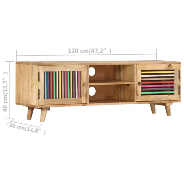 Mangopuidust telerialus kahe ukse ja 2 riiuliga, 120 x 30 x 40 cm – 6