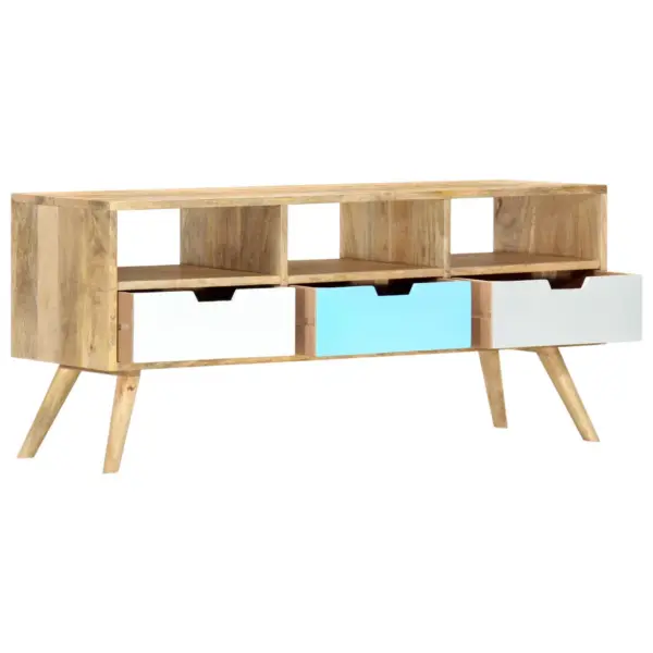 Mangopuidust telerialus 3 sahtli ja 3 avatud sektsiooniga, pruun-mitmevärviline, 110 x 35 x 48 cm – 2