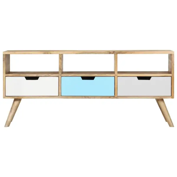 Mangopuidust telerialus 3 sahtli ja 3 avatud sektsiooniga, pruun-mitmevärviline, 110 x 35 x 48 cm – 3