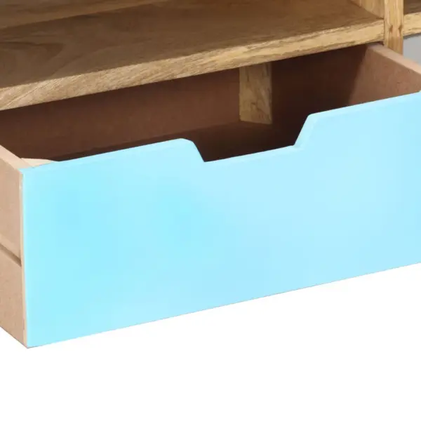 Mangopuidust telerialus 3 sahtli ja 3 avatud sektsiooniga, pruun-mitmevärviline, 110 x 35 x 48 cm – 5