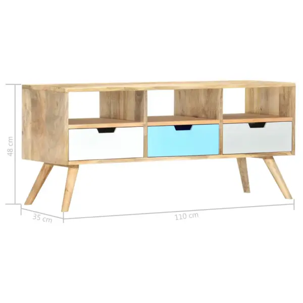 Mangopuidust telerialus 3 sahtli ja 3 avatud sektsiooniga, pruun-mitmevärviline, 110 x 35 x 48 cm – 6
